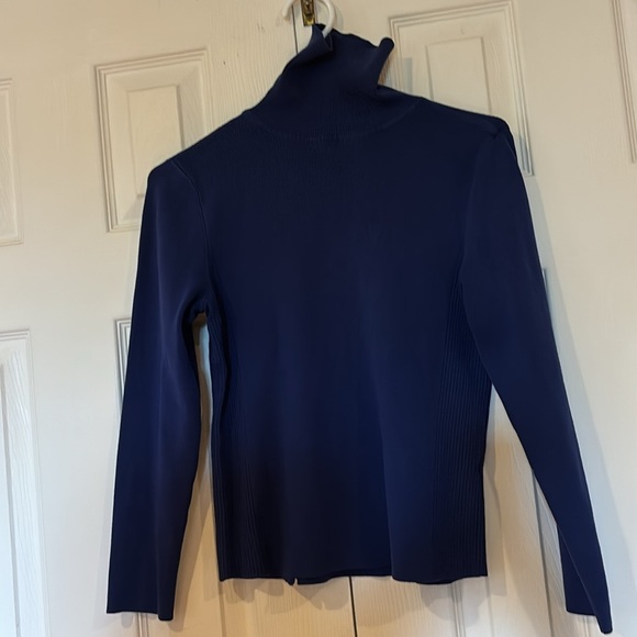 Chicos blue turtle neck sweater Sz 1 - Picture 8 of 11